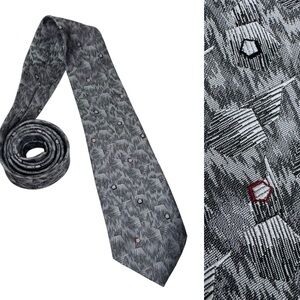 Wembley Wemsilk silk men’s necktie tie silver gray abstract career business work